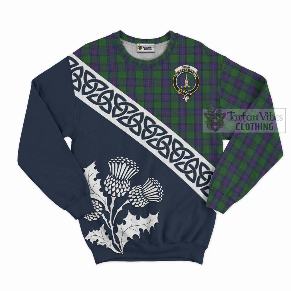 Tartan Vibes Clothing Shaw Tartan Sweatshirt Featuring Thistle and Scotland Map