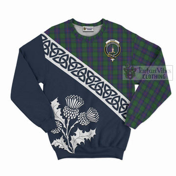 Tartan Vibes Clothing Shaw Tartan Sweatshirt Featuring Thistle and Scotland Map