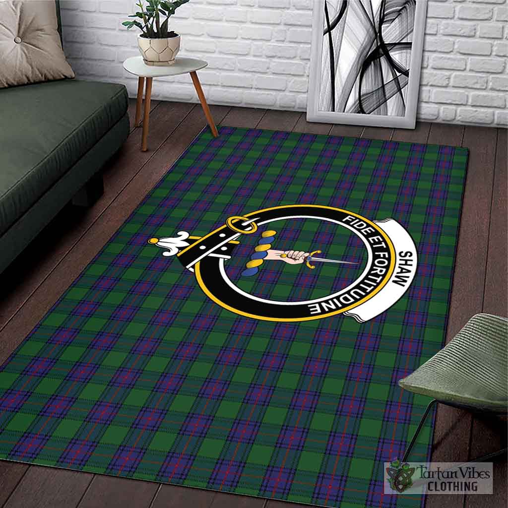 Tartan Vibes Clothing Shaw Tartan Area Rug with Family Crest