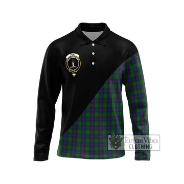 Shaw Tartan Long Sleeve Polo Shirt with Family Crest and Military Logo Style Unisex - Tartanvibesclothing Shop