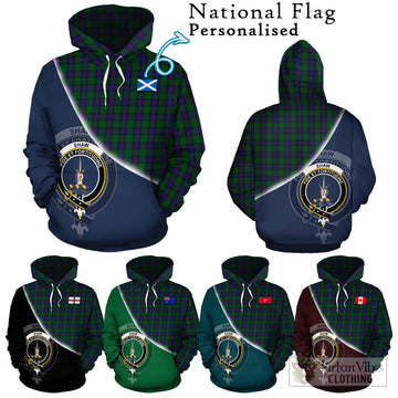 Shaw Tartan Hoodie with Personalised National Flag and Family Crest Half Style