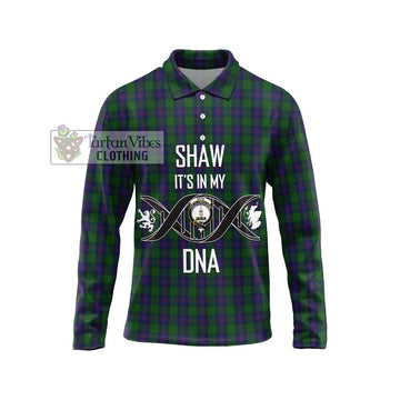Shaw Tartan Long Sleeve Polo Shirt with Family Crest DNA In Me Style Unisex - Tartanvibesclothing Shop