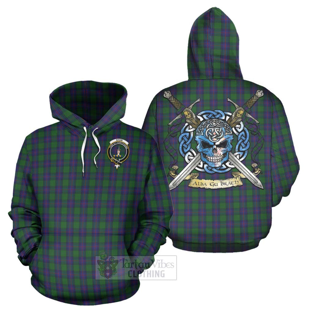 Tartan Vibes Clothing Shaw Tartan Hoodie with Family Crest Celtic Skull Style