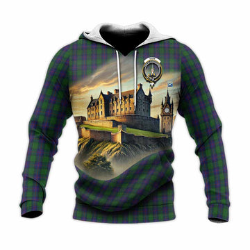 Tartan Vibes Clothing Shaw Tartan Family Crest Knitted Hoodie with Scottish Ancient Castle Style