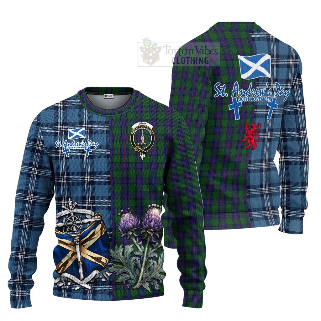 Tartan Vibes Clothing Shaw Tartan Knitted Sweater Happy St. Andrew's Day Half Tartan Style