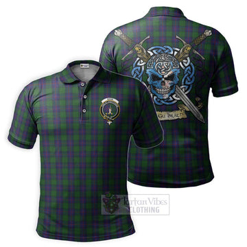 Tartan Vibes Clothing Shaw Tartan Polo Shirt with Family Crest Celtic Skull Style