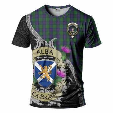 Tartan Vibes Clothing Shaw Tartan Family Crest T-Shirt Lion Rampant Royal Thistle Shield Celtic Inspired
