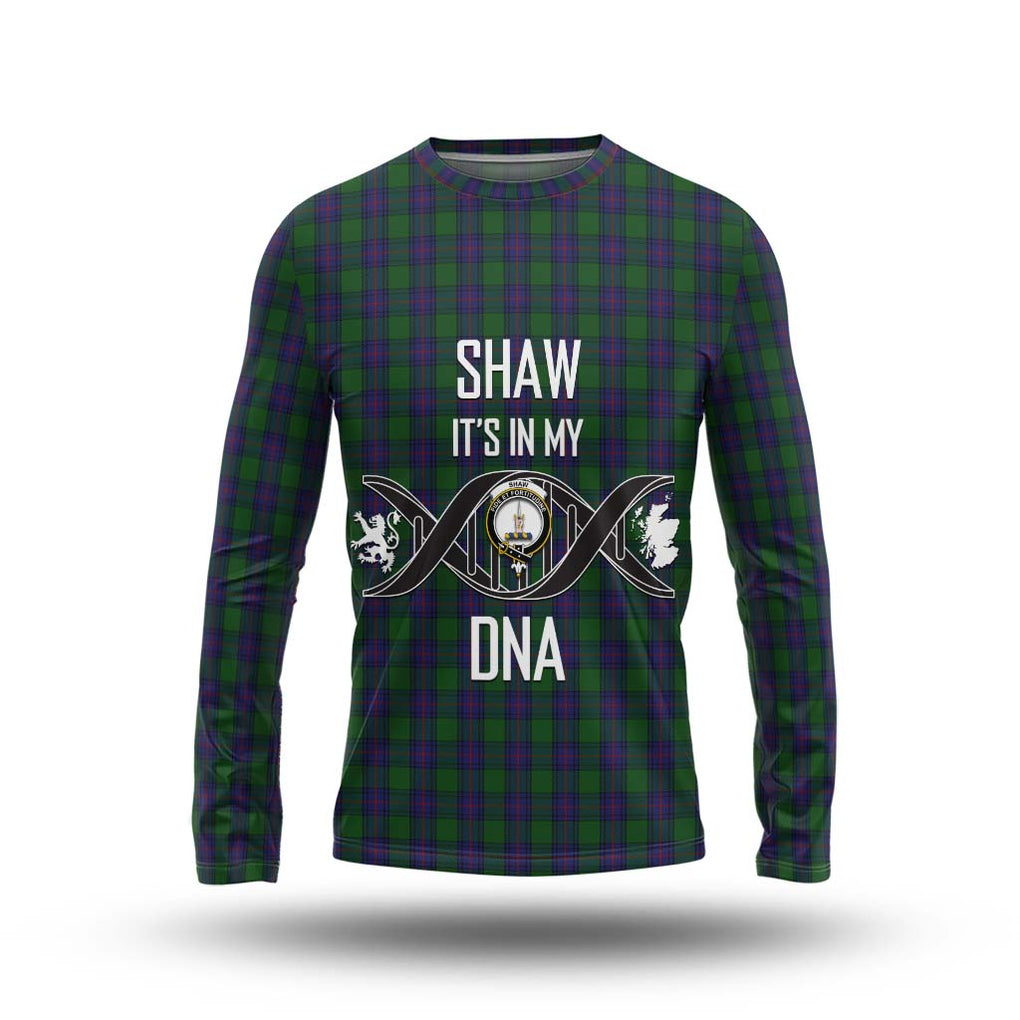 Shaw Tartan Long Sleeve T-Shirt with Family Crest DNA In Me Style Unisex - Tartanvibesclothing Shop