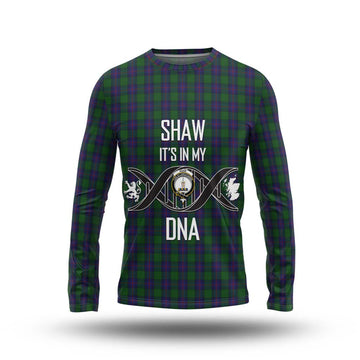 Shaw Tartan Long Sleeve T-Shirt with Family Crest DNA In Me Style