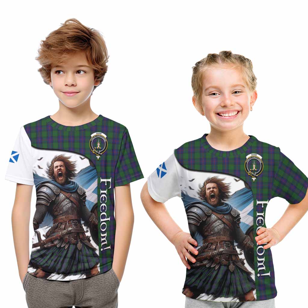 Tartan Vibes Clothing Shaw Crest Tartan Kid T-Shirt Inspired by the Freedom of Scottish Warrior