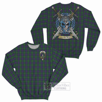 Tartan Vibes Clothing Shaw Tartan Sweatshirt with Family Crest Celtic Skull Style