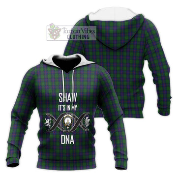 Shaw Tartan Knitted Hoodie with Family Crest DNA In Me Style Unisex Knitted Pullover Hoodie - Tartanvibesclothing Shop