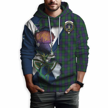 Tartan Vibes Clothing Shaw Tartan Family Crest Hoodie Scottish Thistle Celtic Inspired