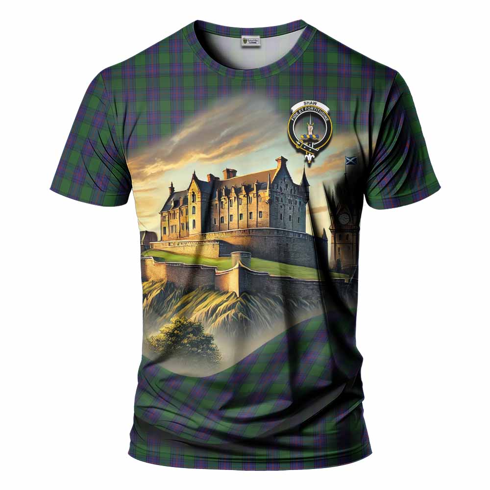 Tartan Vibes Clothing Shaw Tartan Family Crest T-Shirt with Scottish Ancient Castle Stype