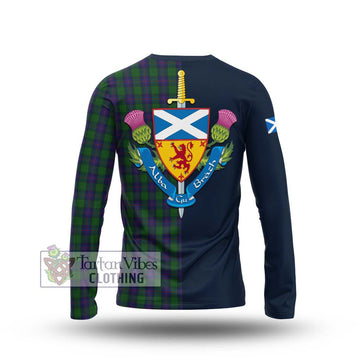 Shaw Tartan Long Sleeve T-Shirt Alba with Scottish Lion Royal Arm Half Style