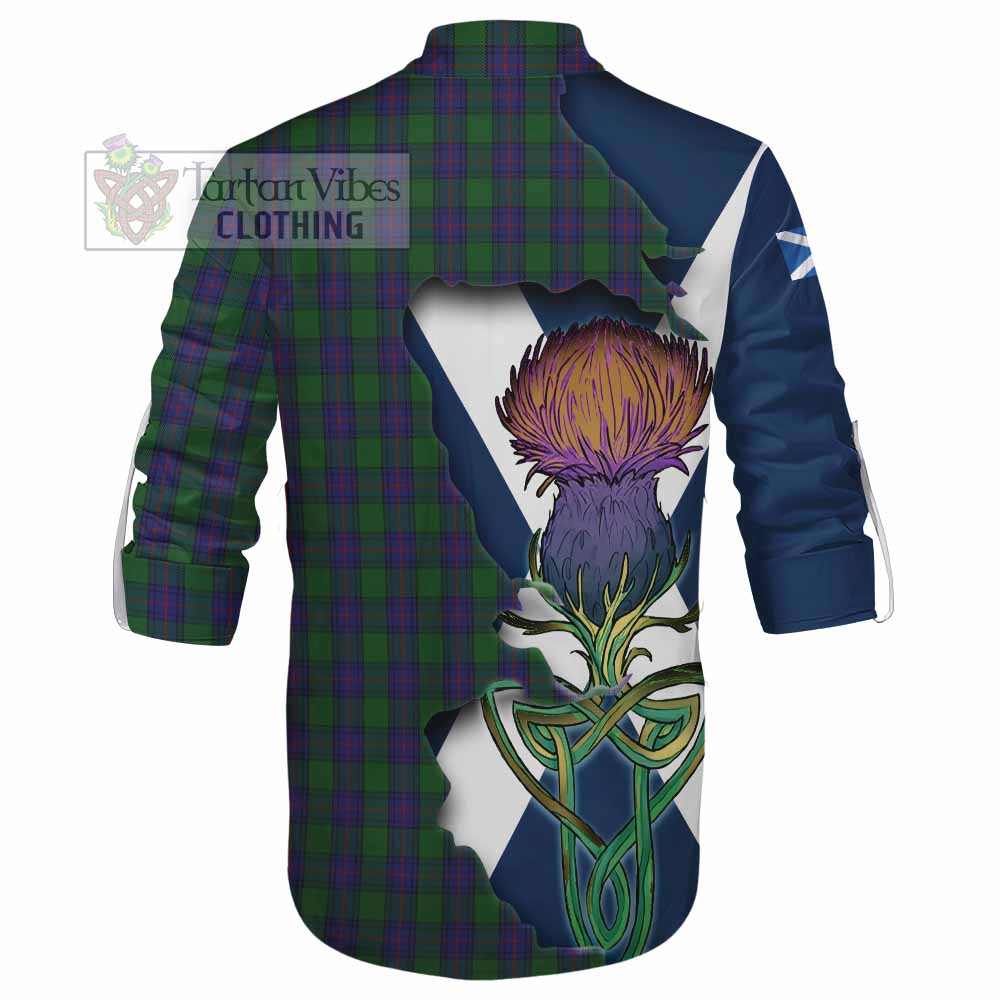 Tartan Vibes Clothing Shaw Tartan Family Crest Ghillie Kilt Shirt Scottish Thistle Celtic Inspired