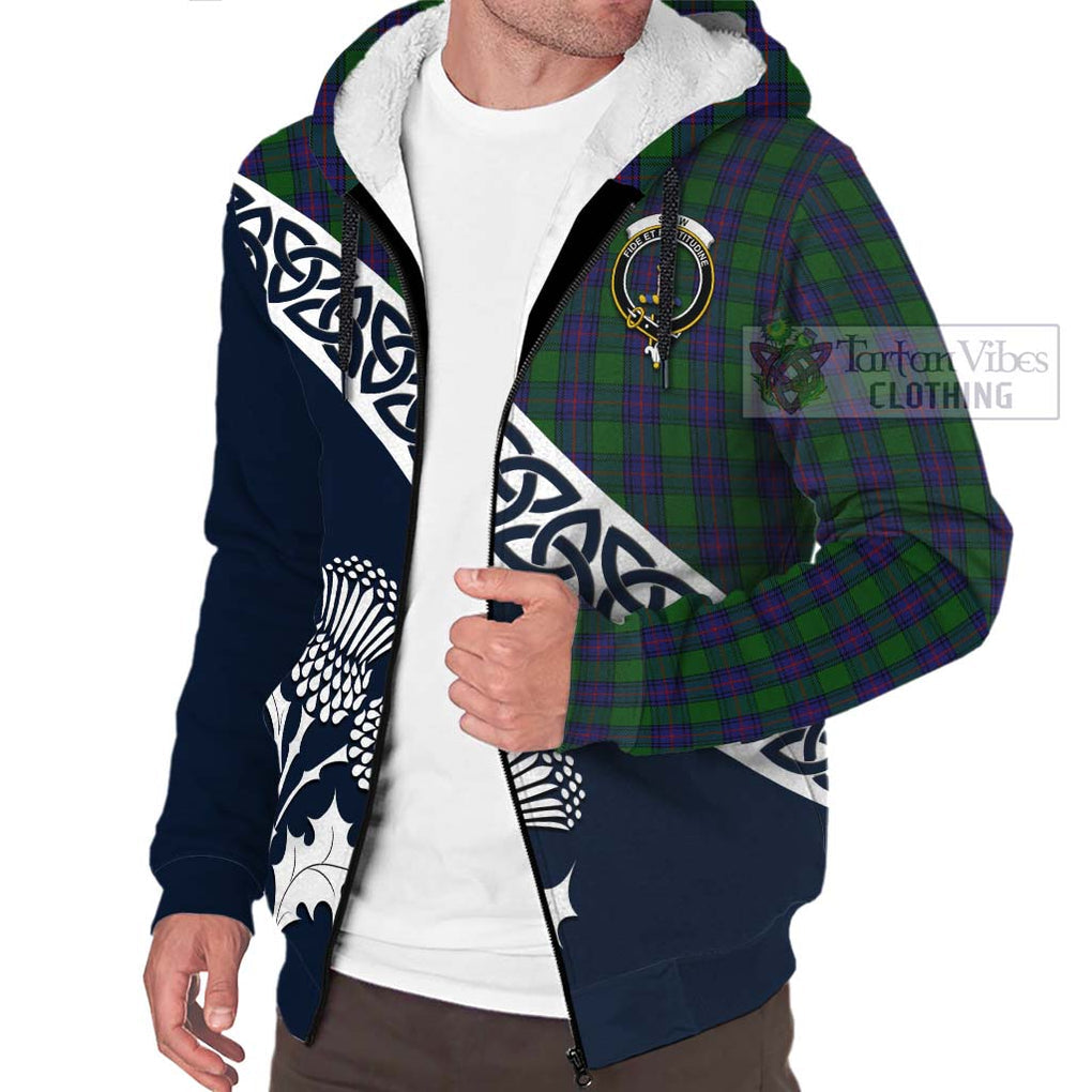 Tartan Vibes Clothing Shaw Tartan Sherpa Hoodie Featuring Thistle and Scotland Map