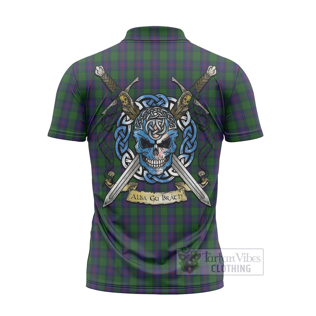 Tartan Vibes Clothing Shaw Tartan Zipper Polo Shirt with Family Crest Celtic Skull Style