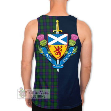 Tartan Vibes Clothing Shaw Tartan Men's Tank Top with Scottish Lion Royal Arm Half Style