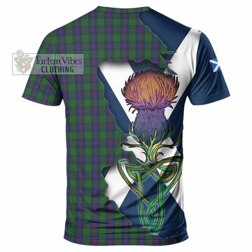 Tartan Vibes Clothing Shaw Tartan Family Crest T-Shirt Scottish Thistle Celtic Inspired