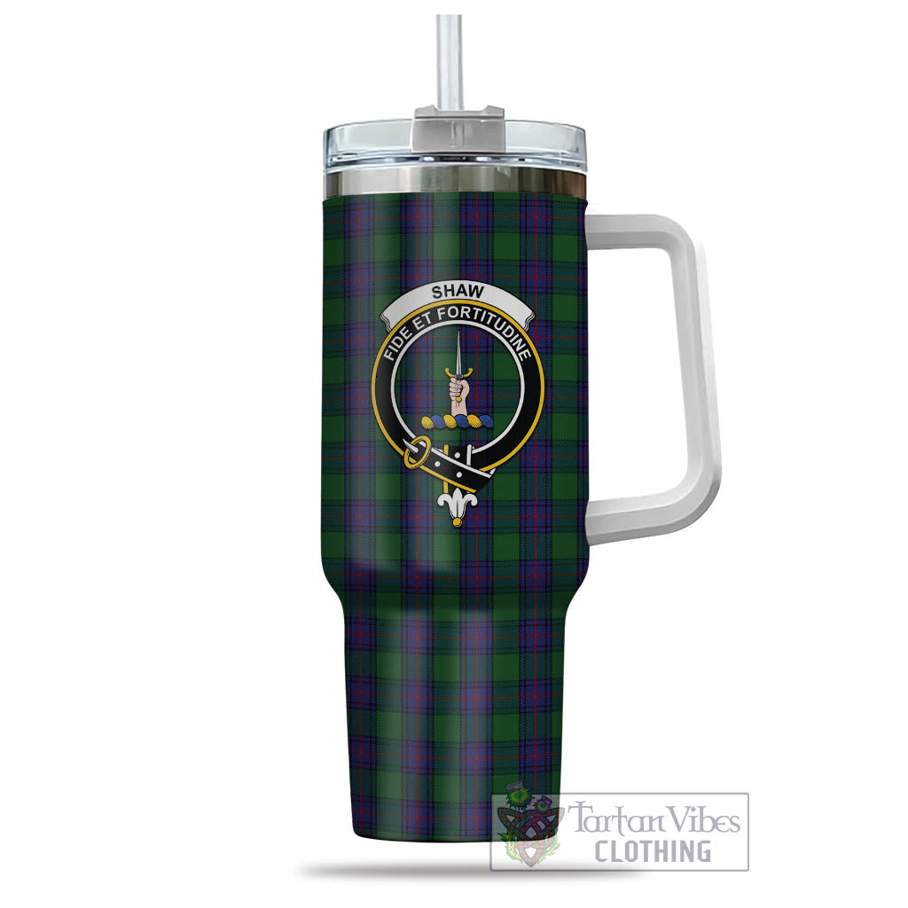 Tartan Vibes Clothing Shaw Tartan and Family Crest Tumbler with Handle