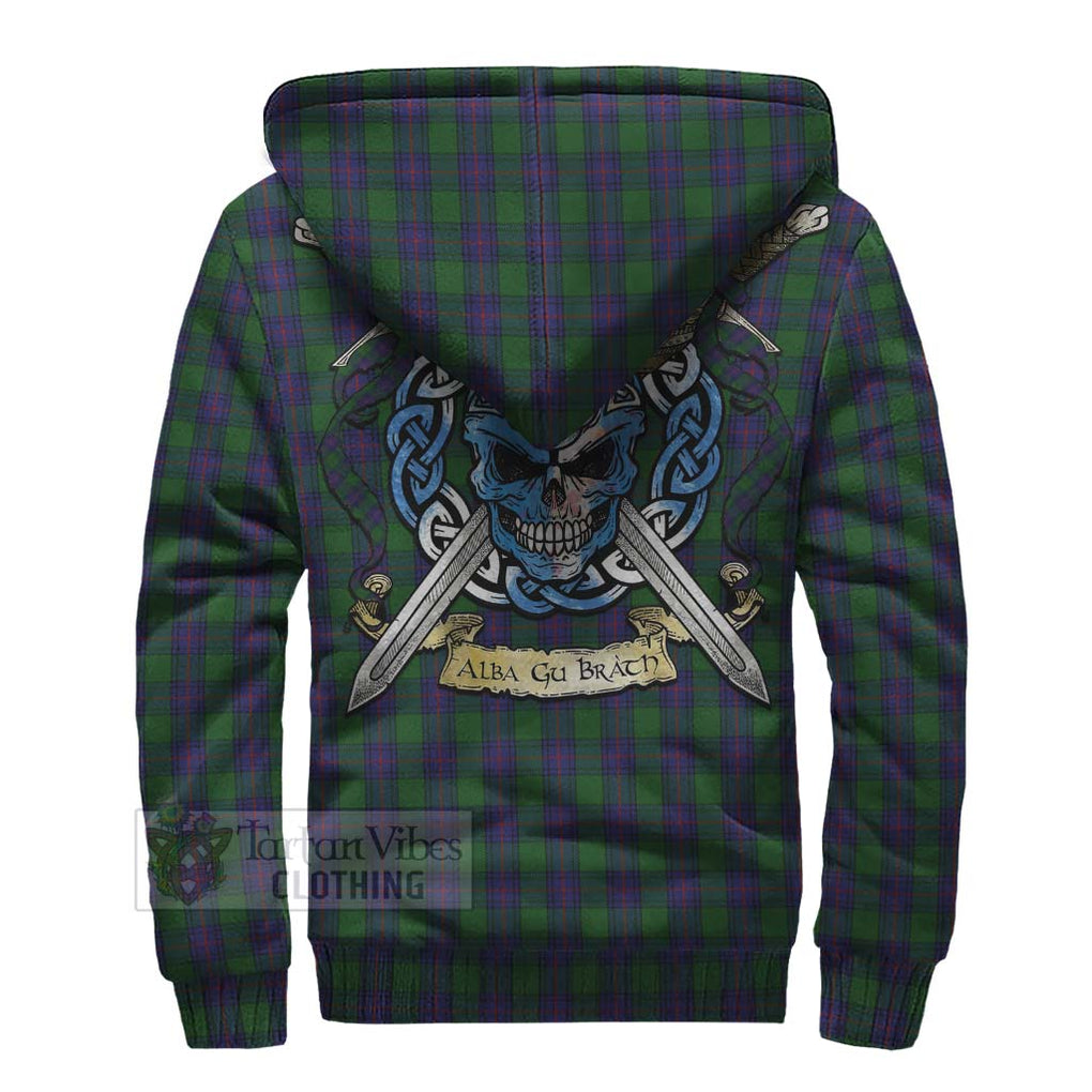 Tartan Vibes Clothing Shaw Tartan Sherpa Hoodie with Family Crest Celtic Skull Style