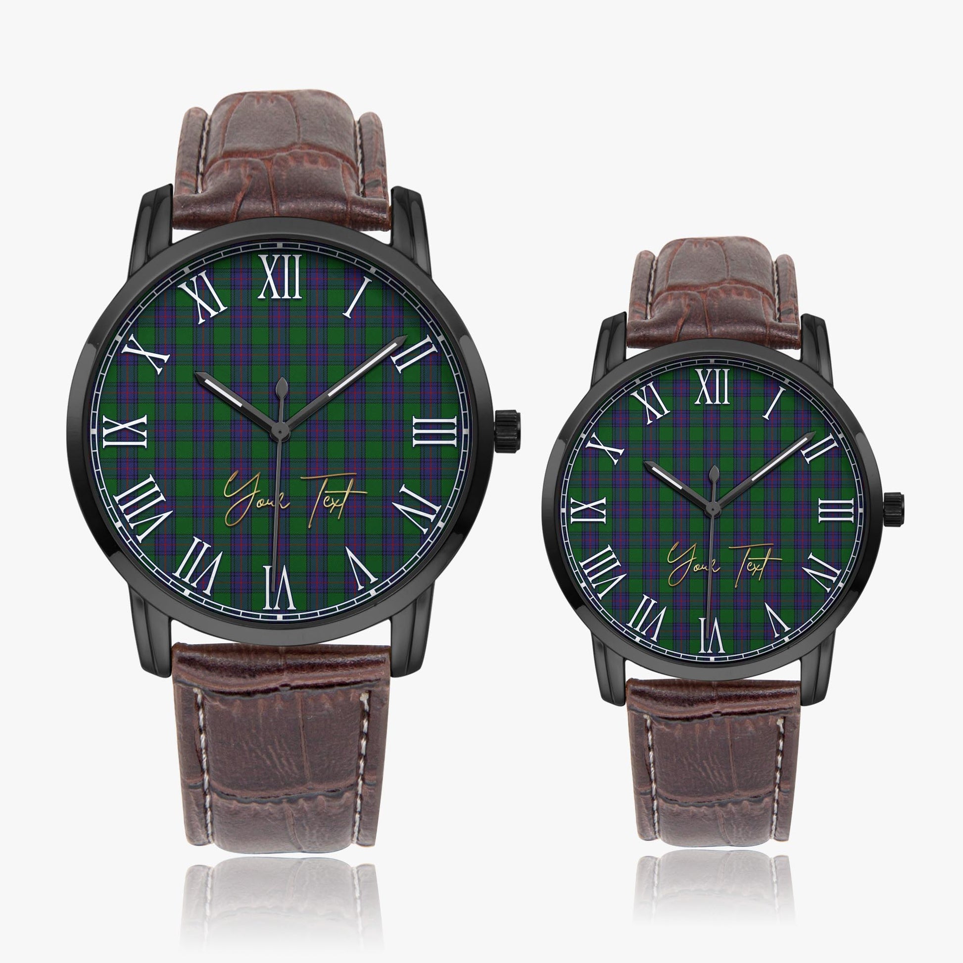 Shaw Tartan Personalized Your Text Leather Trap Quartz Watch - Tartan Vibes Clothing