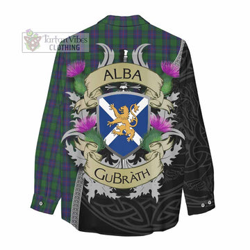 Shaw Tartan Family Crest Women's Casual Shirt Lion Rampant Royal Thistle Shield Celtic Inspired