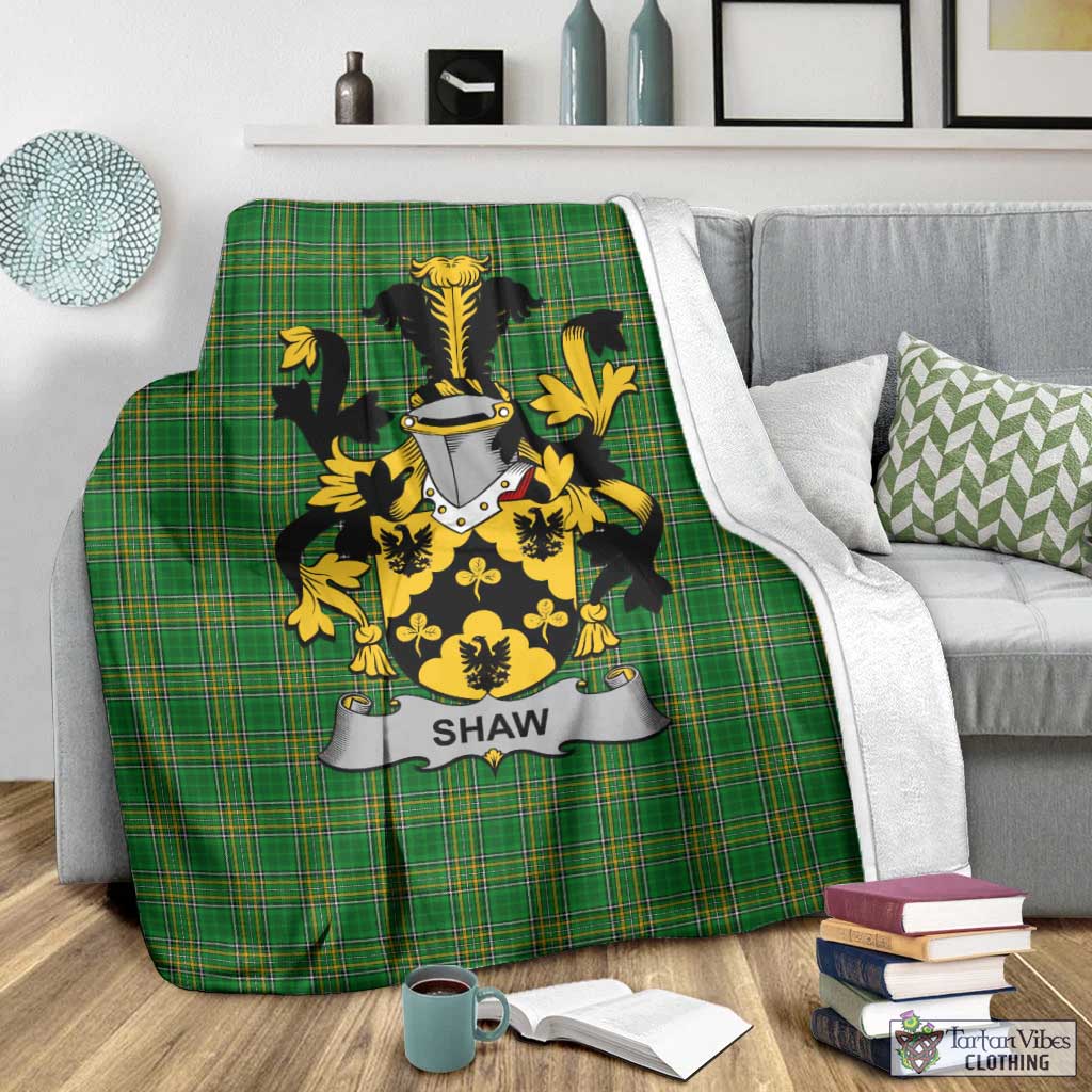 Shaw Irish Clan Tartan Blanket with Coat of Arms - Tartan Vibes Clothing