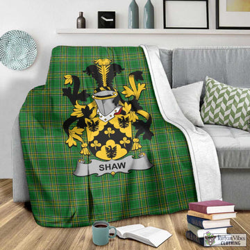 Tartan Vibes Clothing Shaw Irish Clan Tartan Blanket with Coat of Arms