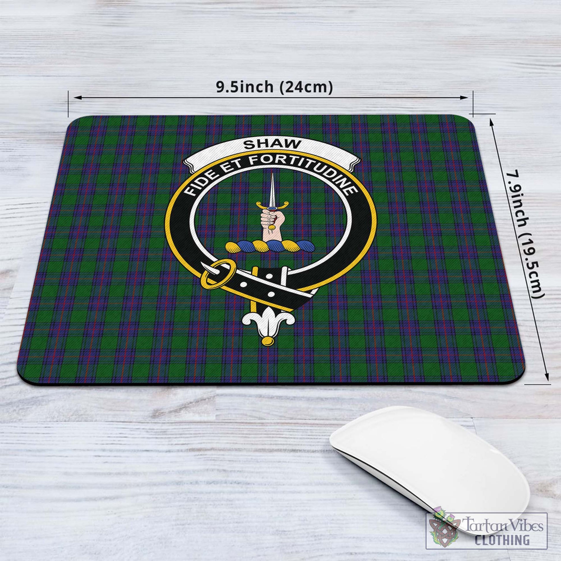 Tartan Vibes Clothing Shaw Tartan Mouse Pad with Family Crest