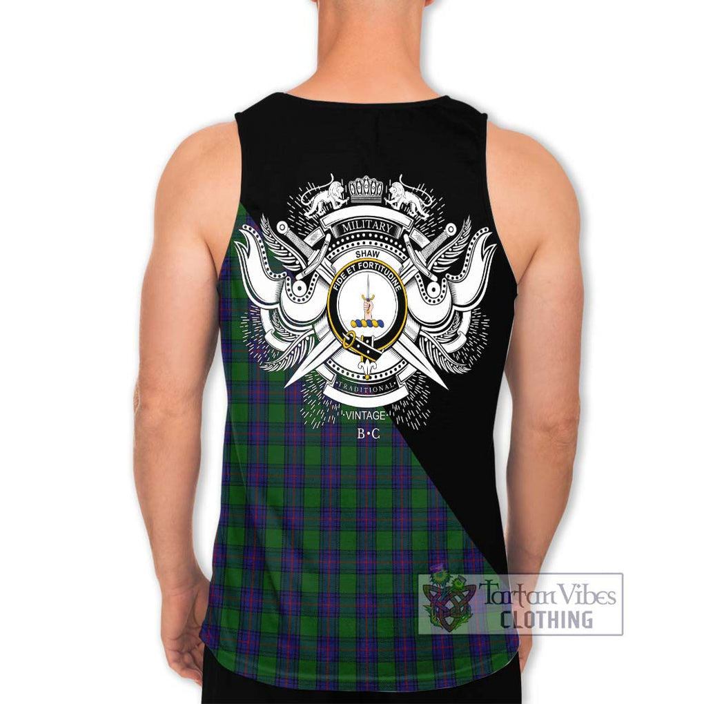 Shaw Tartan Men's Tank Top with Family Crest and Military Logo Style - Tartanvibesclothing Shop