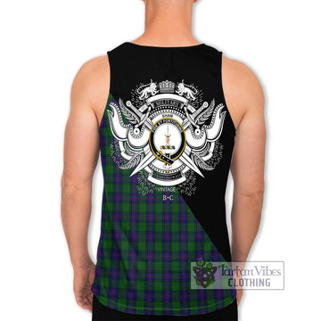 Shaw Tartan Men's Tank Top with Family Crest and Military Logo Style - Tartanvibesclothing Shop