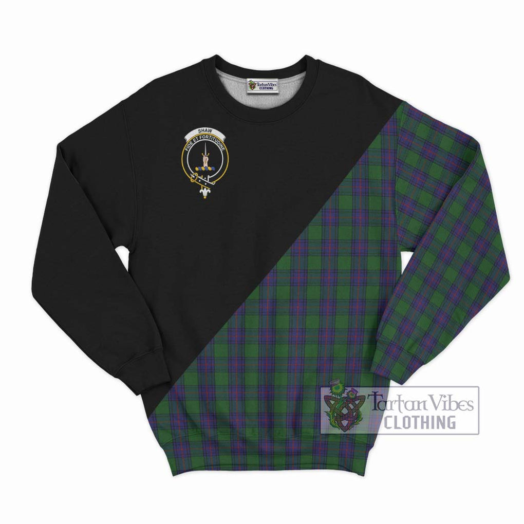 Shaw Tartan Sweatshirt with Family Crest and Military Logo Style - Tartanvibesclothing Shop