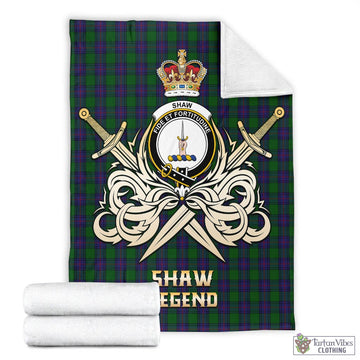 Shaw Tartan Blanket with Clan Crest and the Golden Sword of Courageous Legacy