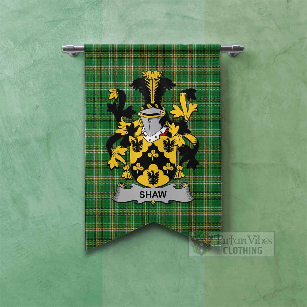 Tartan Vibes Clothing Shaw Irish Clan Tartan Gonfalon, Tartan Banner with Coat of Arms