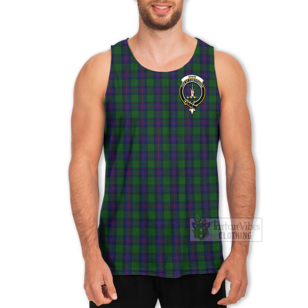 Tartan Vibes Clothing Shaw Tartan Men's Tank Top with Family Crest and Bearded Skull Holding Bottles of Whiskey