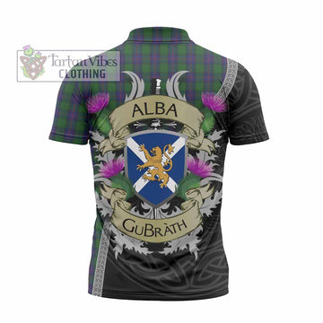 Shaw Tartan Family Crest Zipper Polo Shirt Lion Rampant Royal Thistle Shield Celtic Inspired