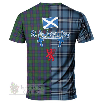 Tartan Vibes Clothing Shaw Tartan T-Shirt Happy St. Andrew's Day Half Tartan Style