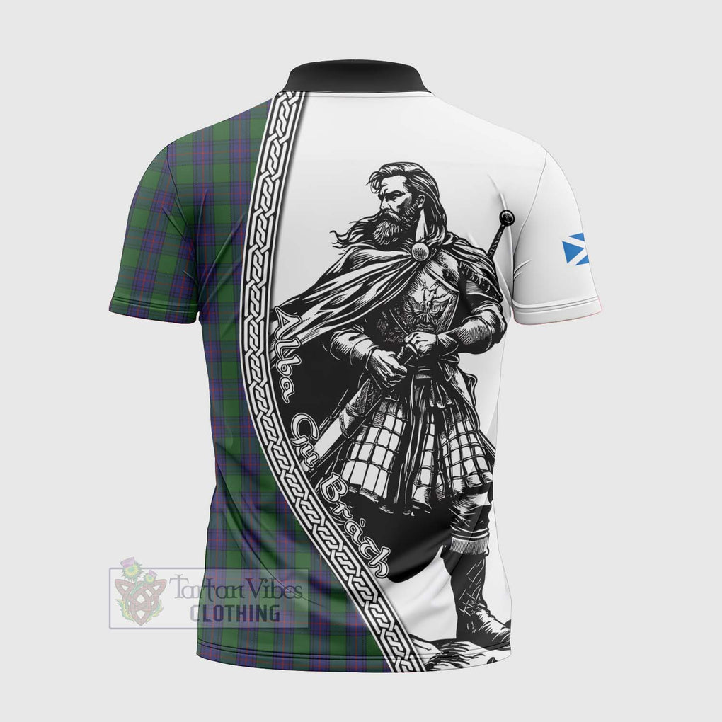 Tartan Vibes Clothing Shaw Tartan Clan Crest Zipper Polo Shirt with Highlander Warrior Celtic Style