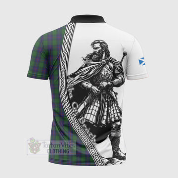 Tartan Vibes Clothing Shaw Tartan Clan Crest Zipper Polo Shirt with Highlander Warrior Celtic Style
