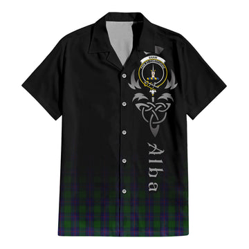 Tartan Vibes Clothing Shaw Tartan Short Sleeve Button Up Featuring Alba Gu Brath Family Crest Celtic Inspired