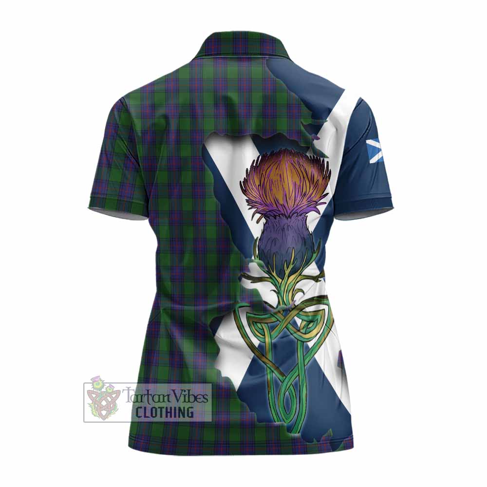 Tartan Vibes Clothing Shaw Tartan Family Crest Women's Polo Shirt Scottish Thistle Celtic Inspired