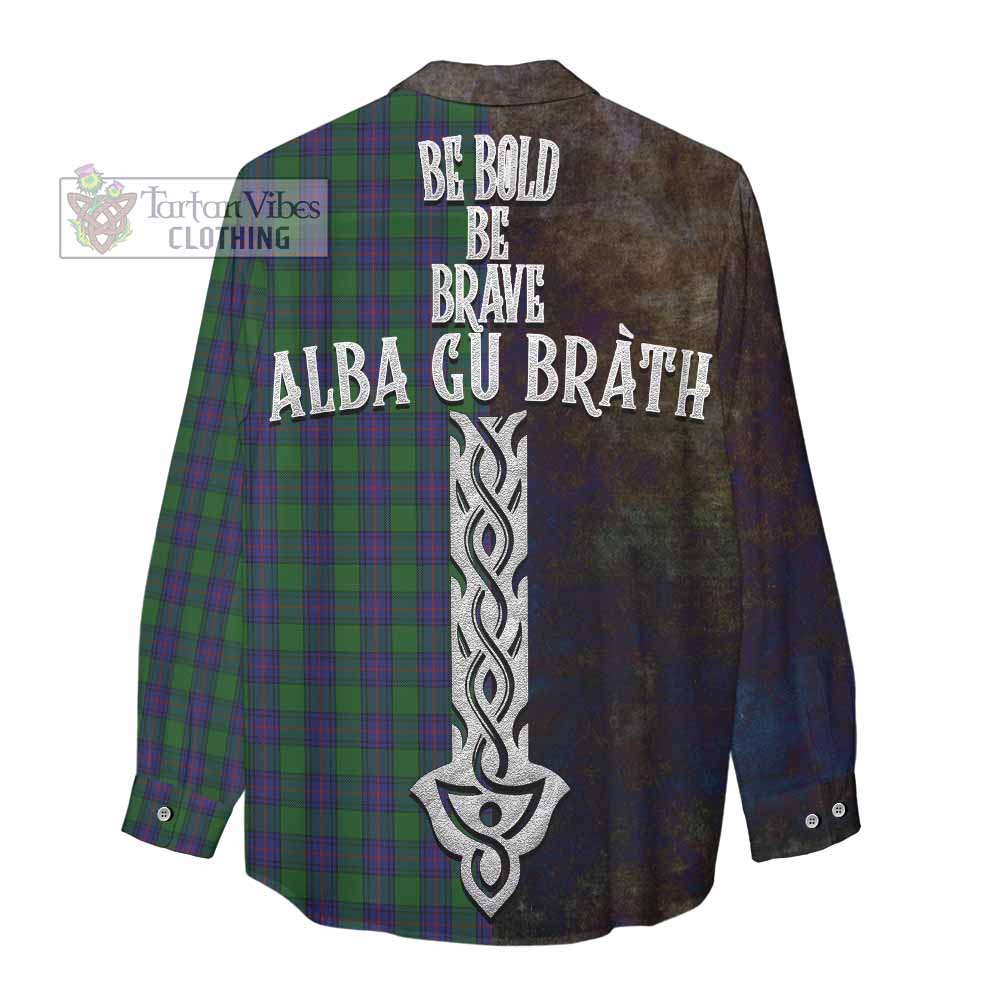 Tartan Vibes Clothing Shaw Tartan Family Crest Women's Casual Shirt Alba Gu Brath Be Brave Lion Ancient Style