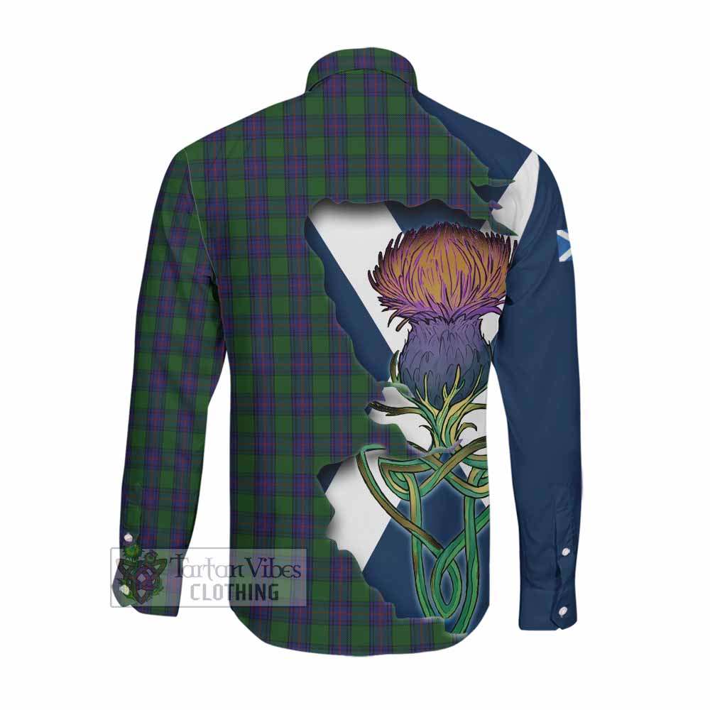 Tartan Vibes Clothing Shaw Tartan Family Crest Long Sleeve Button Shirt Scottish Thistle Celtic Inspired