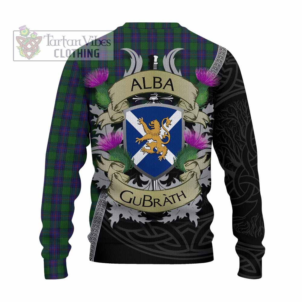 Tartan Vibes Clothing Shaw Tartan Family Crest Knitted Sweater Lion Rampant Royal Thistle Shield Celtic Inspired