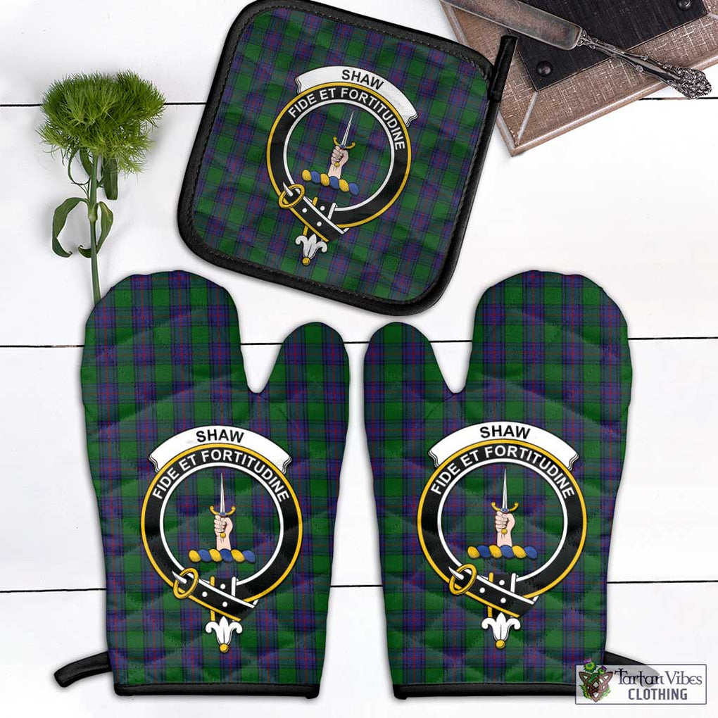 Shaw Tartan Combo Oven Mitt & Pot-Holder with Family Crest Combo 1 Oven Mitt & 1 Pot-Holder Black - Tartan Vibes Clothing