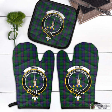 Shaw Tartan Combo Oven Mitt & Pot-Holder with Family Crest Combo 1 Oven Mitt & 1 Pot-Holder Black - Tartan Vibes Clothing