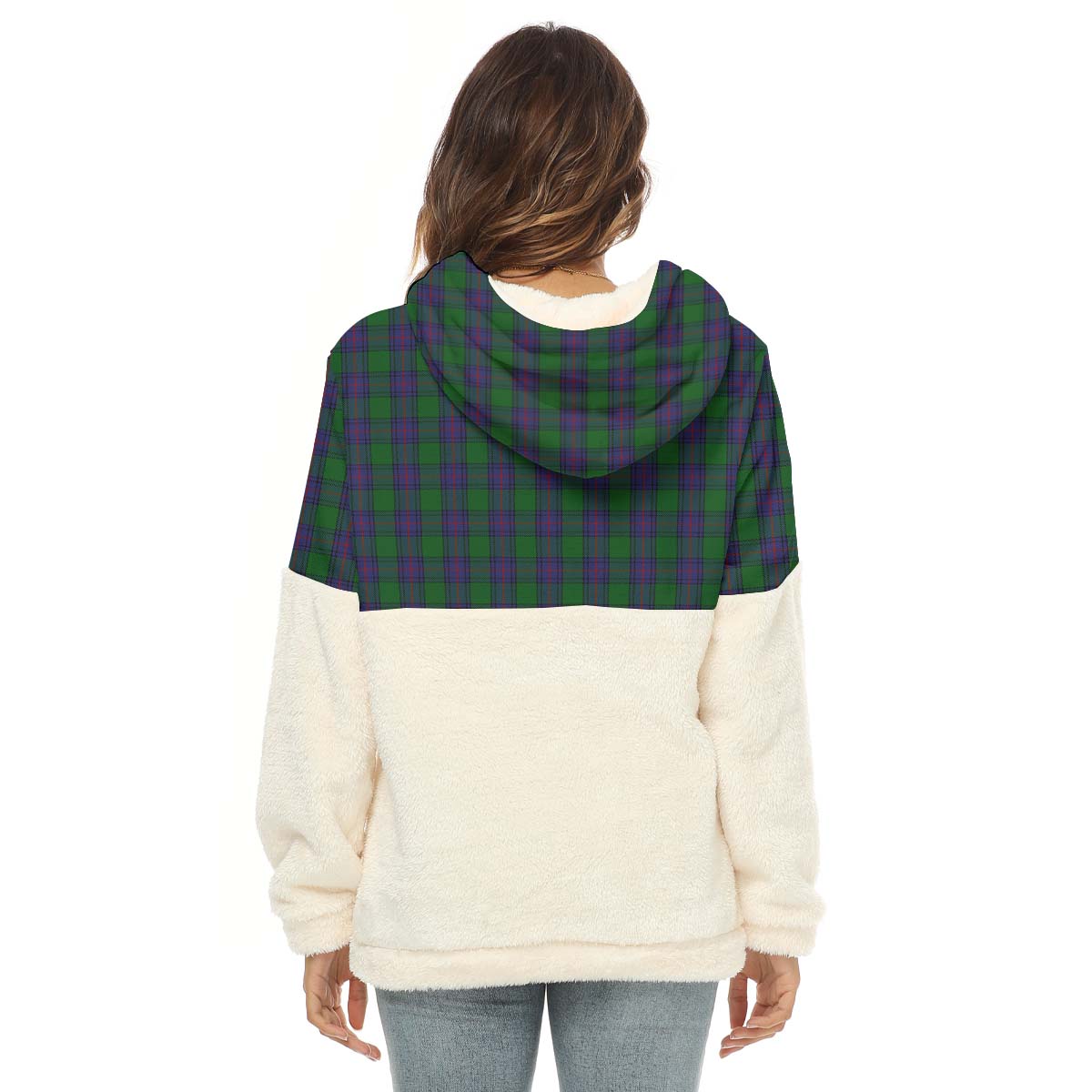 Shaw Tartan Women's Borg Fleece Hoodie With Half Zip with Family Crest - Tartan Vibes Clothing