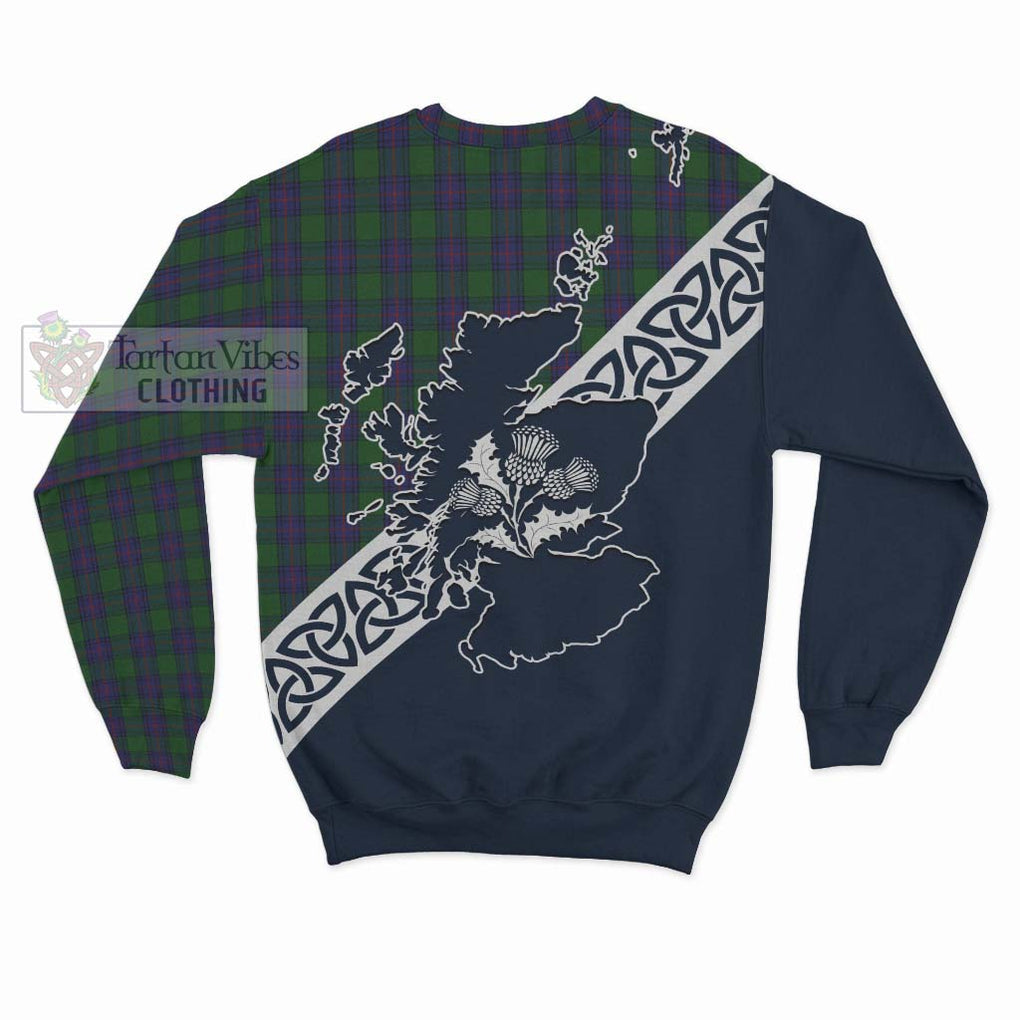 Tartan Vibes Clothing Shaw Tartan Sweatshirt Featuring Thistle and Scotland Map